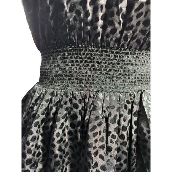 Bila 77 Mini Dress Sz. S - Satin, Forest Green, Tassle, Shirred, Tiered, NYE - Picture 3 of 4